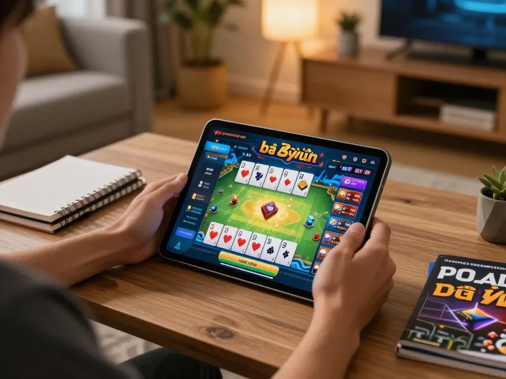 Engaging in topgamebai strategy during an online session with colorful card interface visible