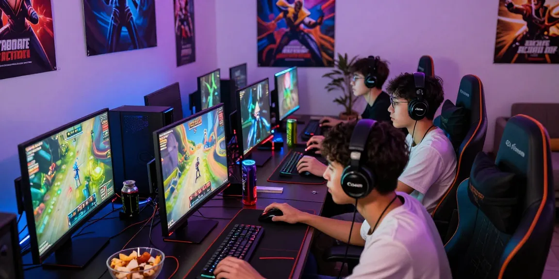 Exciting gaming scene showcasing rokok88 link alternatif in action with friends, vibrant screens, and modern gear.