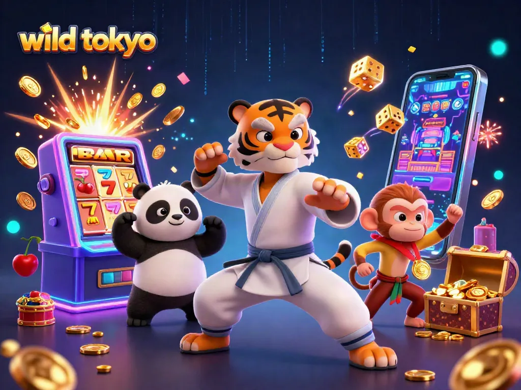 Experience thrilling gameplay at wild tokyo casino with vibrant characters and dynamic slot machine action.
